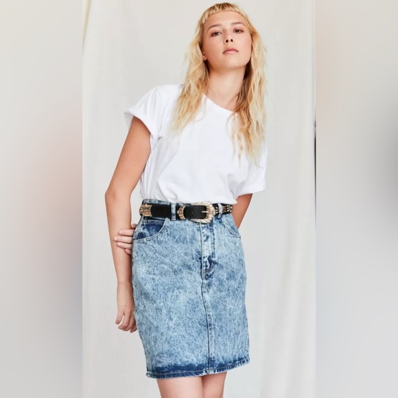 VTG 80s Guess by Georges Marciano high waisted acid wash denim denim skirt 28 - Picture 11 of 11